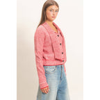 Striped Cardigan With Scarf