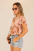 Floral Tiered Ruffle Blouse