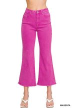 Acid Washed High Waist Frayed Hem Bootcut Pants