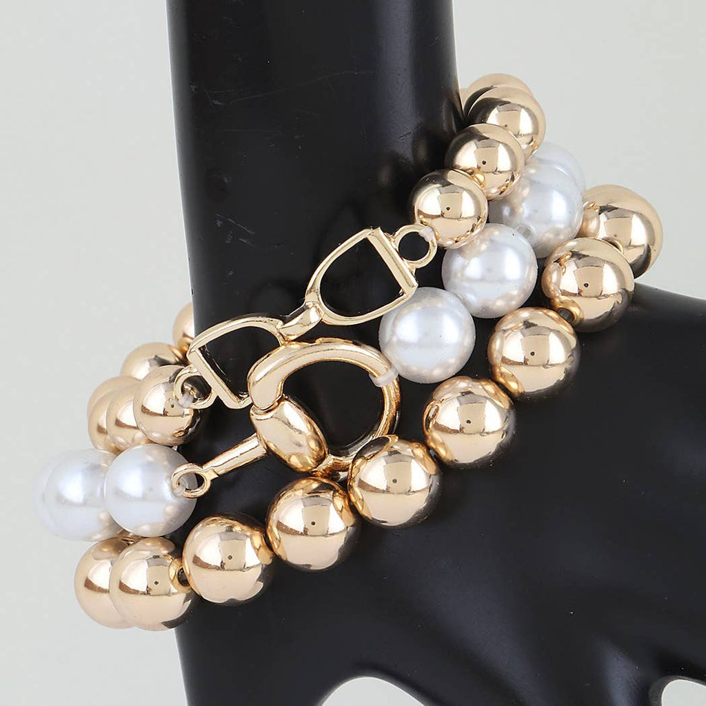 Multi Polished Toggle Beaded Bracelet