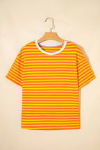 LAS Stripe Looks Contrast Drop Shoulder Loose Tee (S-4X)