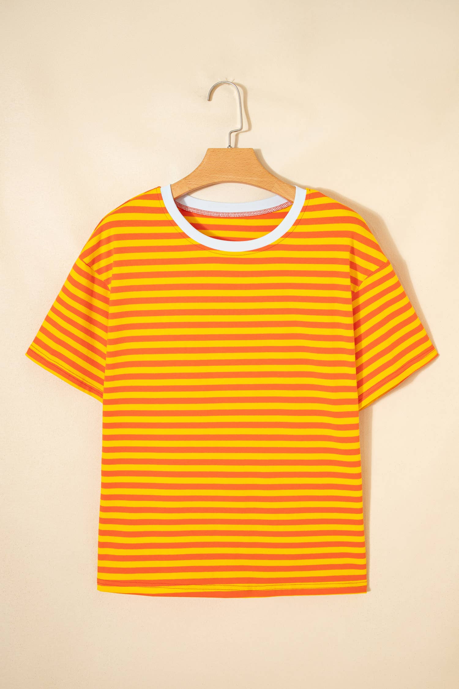 LAS Stripe Looks Contrast Drop Shoulder Loose Tee (S-4X)