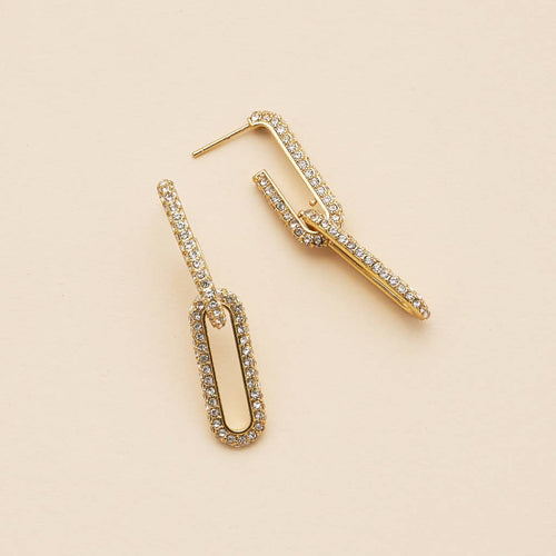 18k Gold Dipped Linked CZ Dangling Earrings | CZ Dangling Earrings