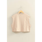 Crew Neck Boxy Sleeveless Cropped Top