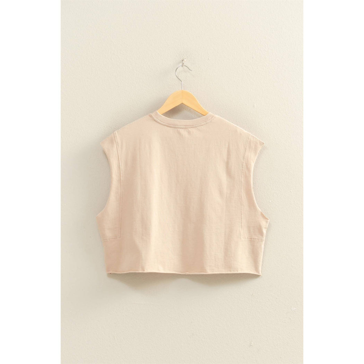 Crew Neck Boxy Sleeveless Cropped Top