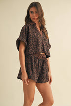 LEOPARD CROPPED SHORT SLEEVE + SHORTS SET