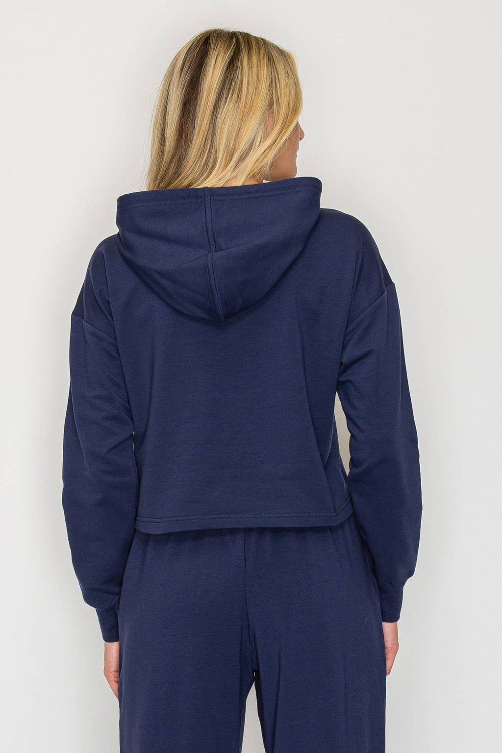 French Terry Cropped Pullover Hoodie
