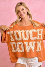 GAMEDAY THEME POLKA DOT PATCHES SHORT SLEEVES TOP