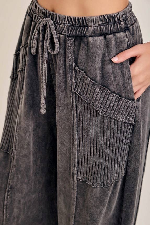 Zen Mineral Washed Ribbed  Baggy Lounge Balloon Pants HP7610