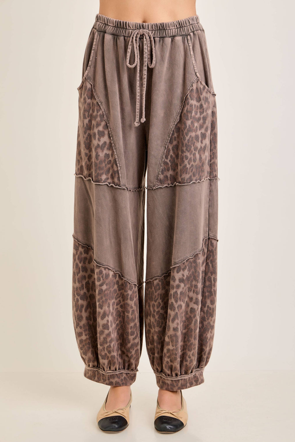 Mineral Washed Cheetah Leopard Balloon Lounge pants HP6948