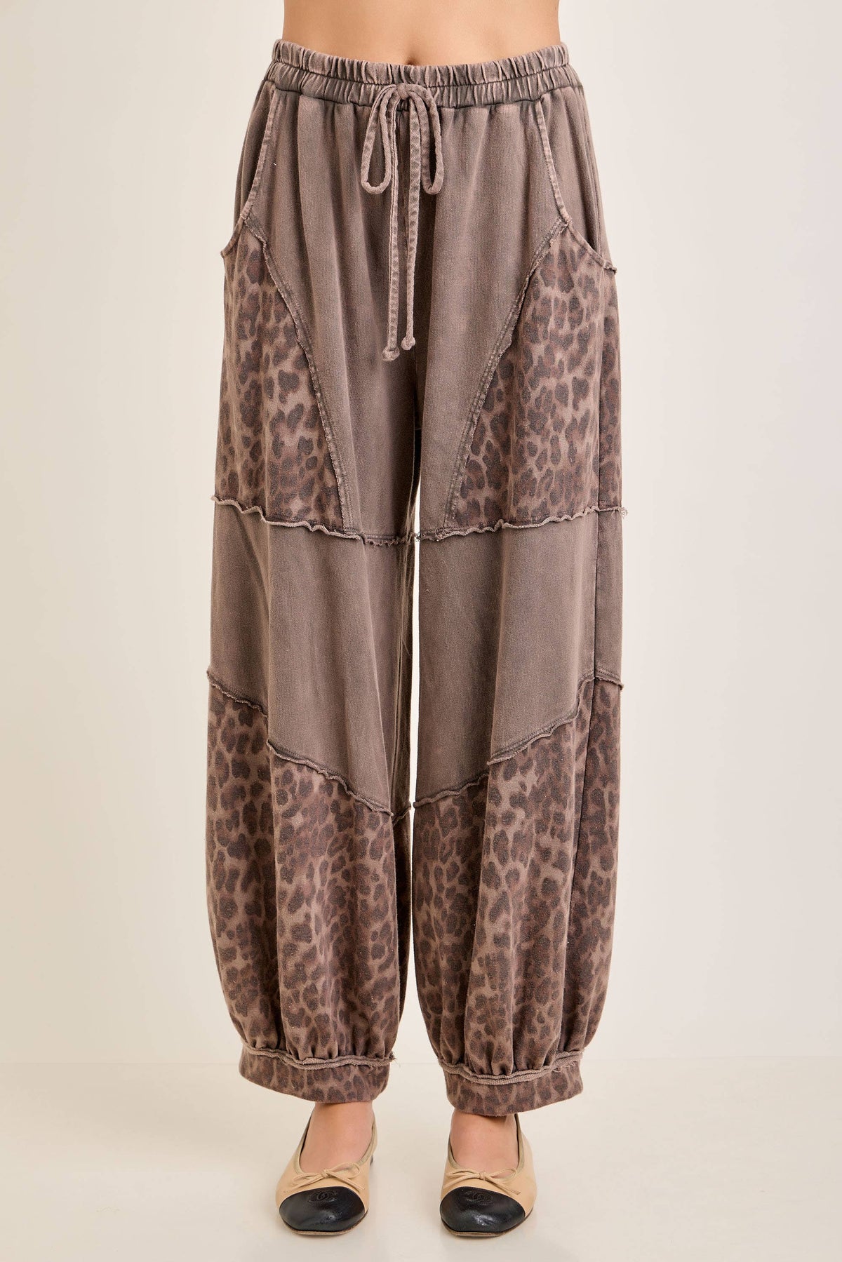 Mineral Washed Cheetah Leopard Balloon Lounge pants HP6948