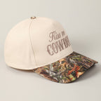 Kiss Me Cowboy Embroidery Two-Tone Cap