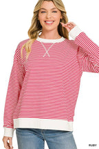 Striped Rib Banded Pullover