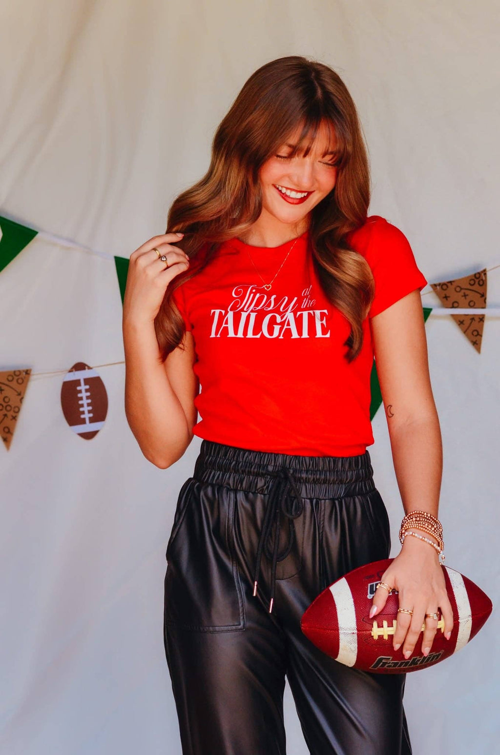 Tipsy at the Tailgate Red Ribbed Baby Crop