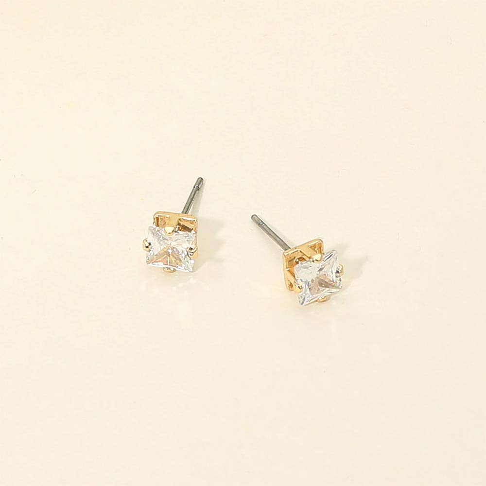 5mm Classic Square CZ Stud Earrings