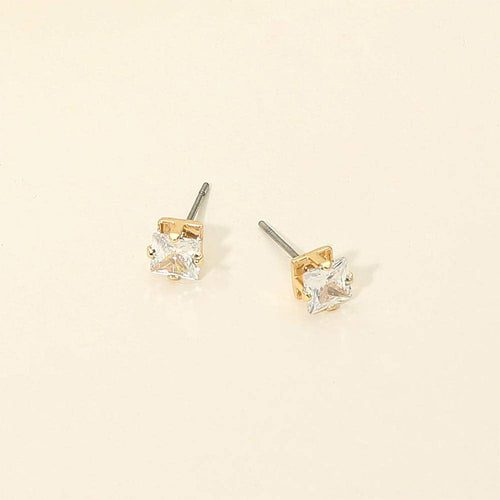 5mm Classic Square CZ Stud Earrings