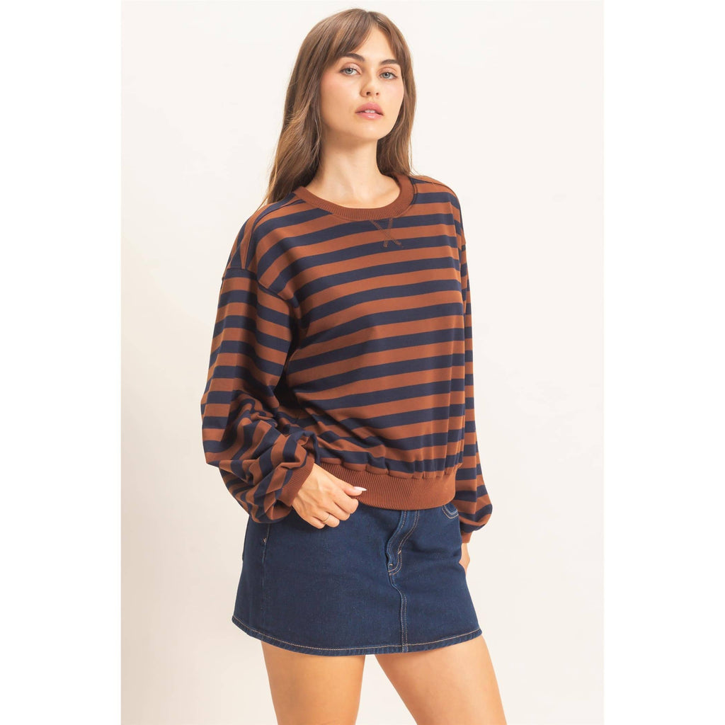 Striped Crew Neck Sweatshirt