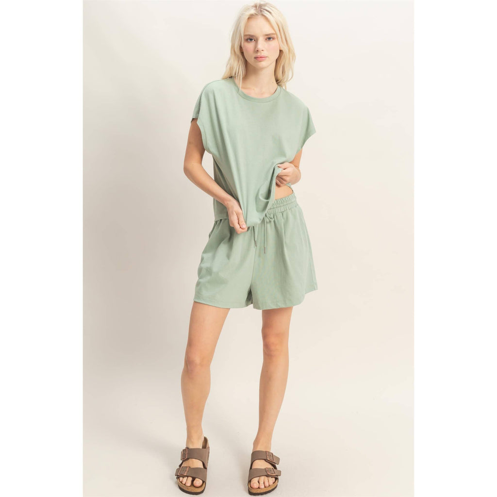 Cap Sleeve Boxy Top And Shorts Set