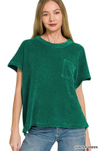 Chenille Waffle Short Sleeve Sweater