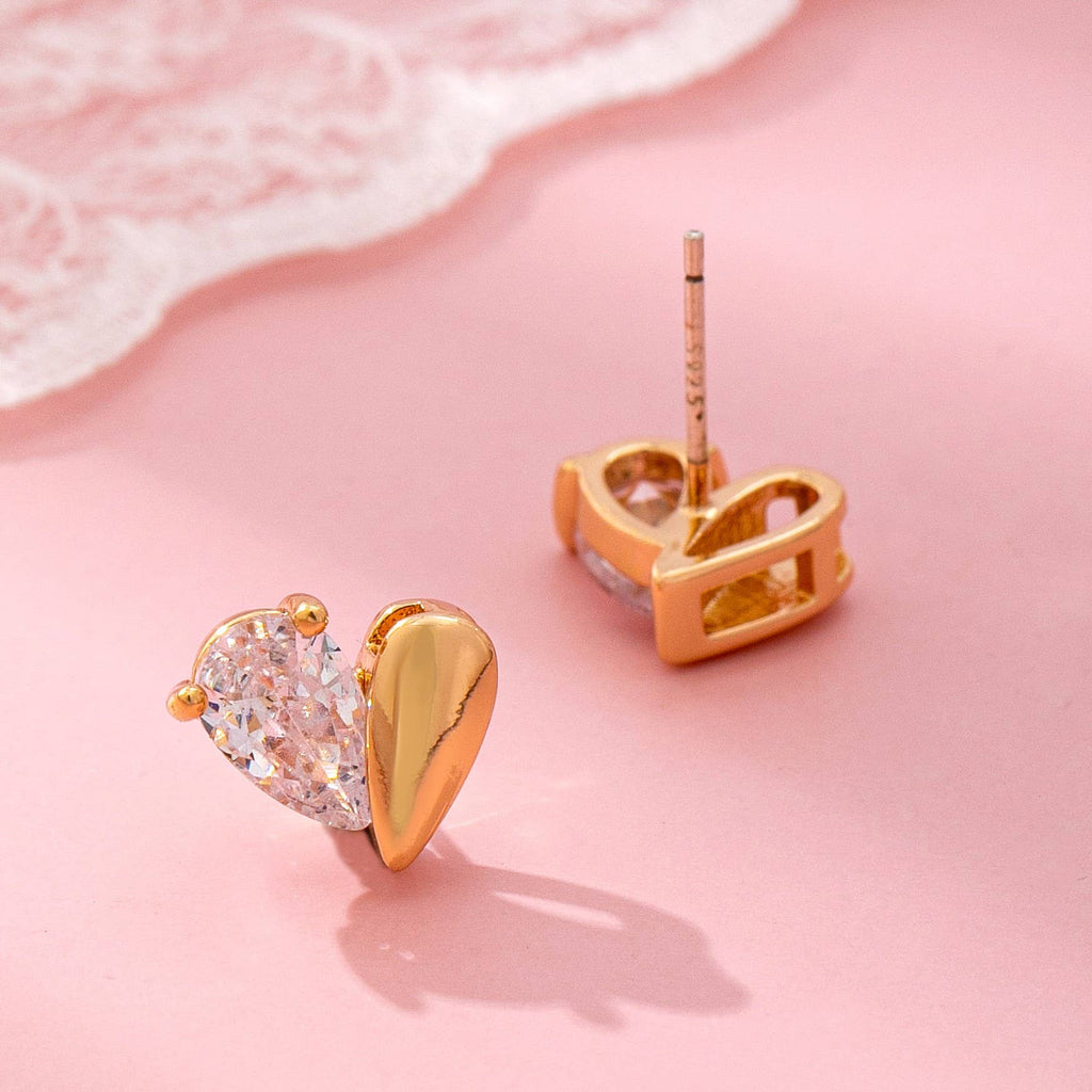 Heart-Shaped Crystal Stud Earrings | 80E61918