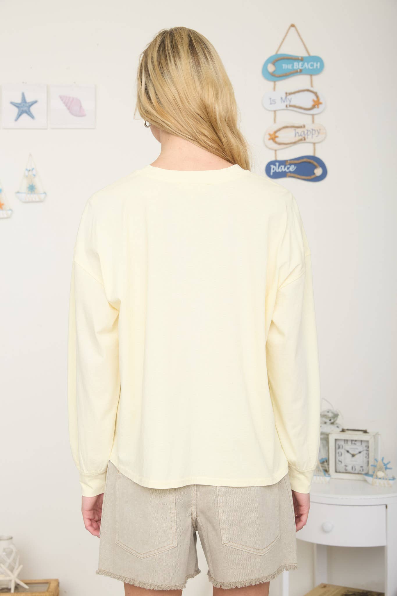 BEACH COWGIRL LONG SLEEVE KNIT TOP: LIGHT PINK