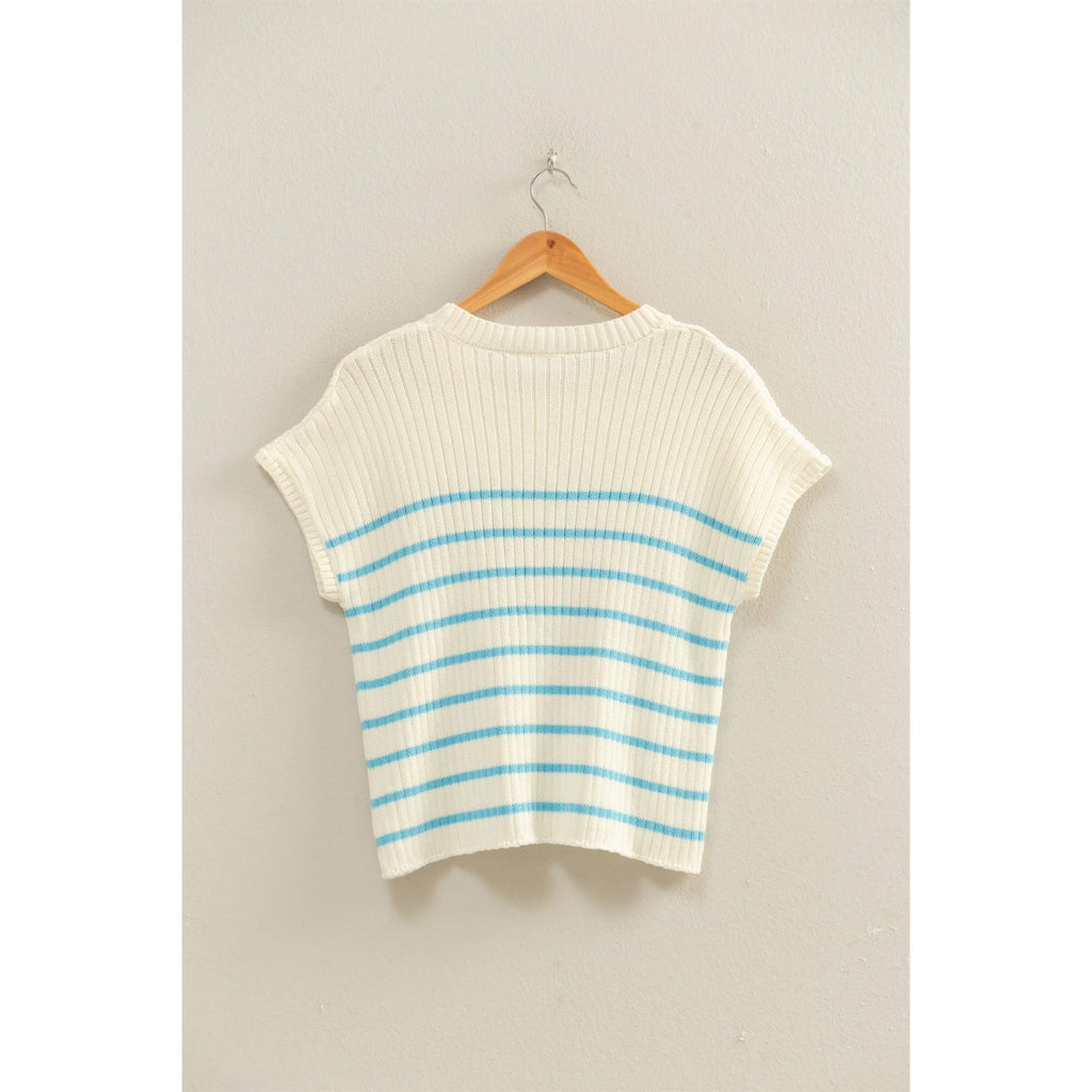 Sleeveless Ribbed Striped Knit Top