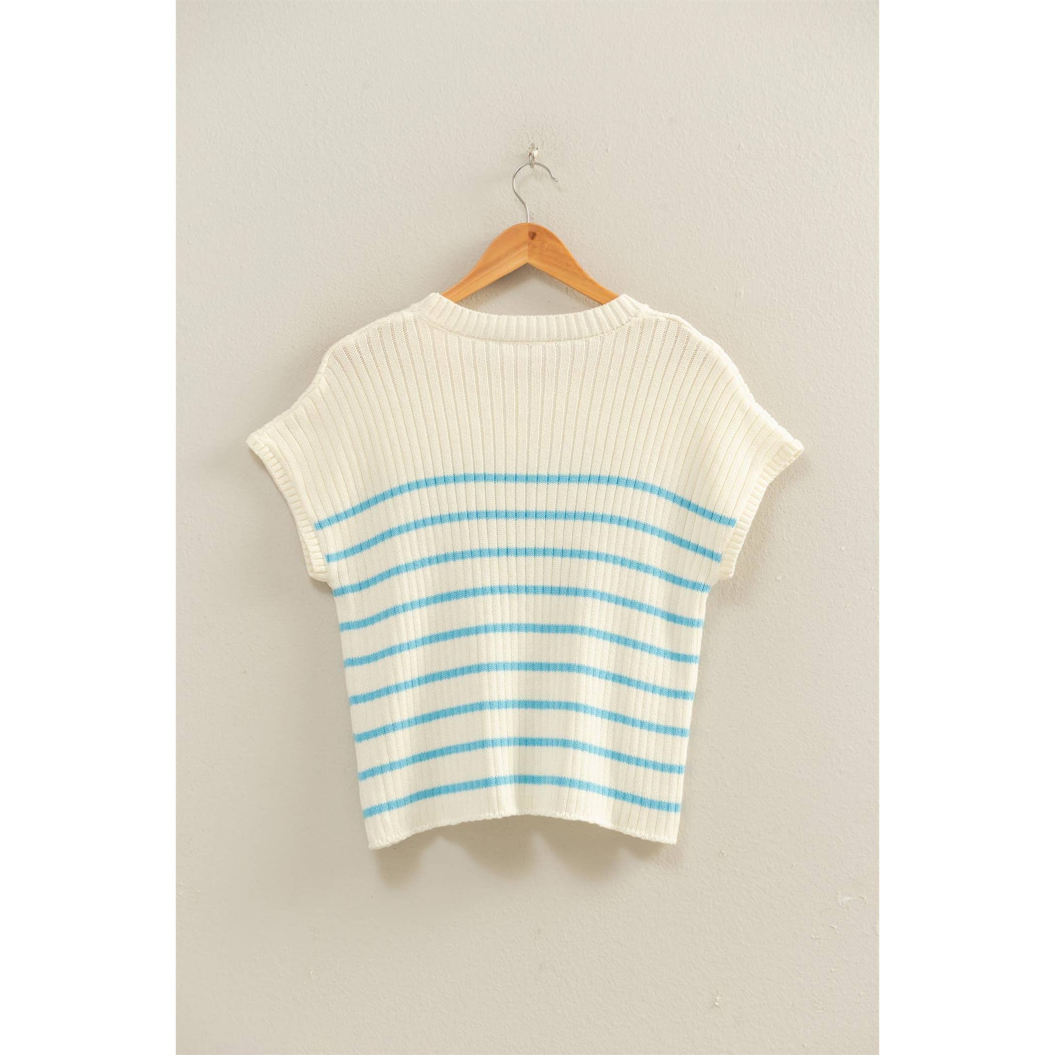 Sleeveless Ribbed Striped Knit Top