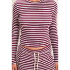 Striped Waffle Long Sleeve Top & Pants Set
