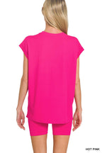 Brushed Dty Microfiber Top And Biker Shorts