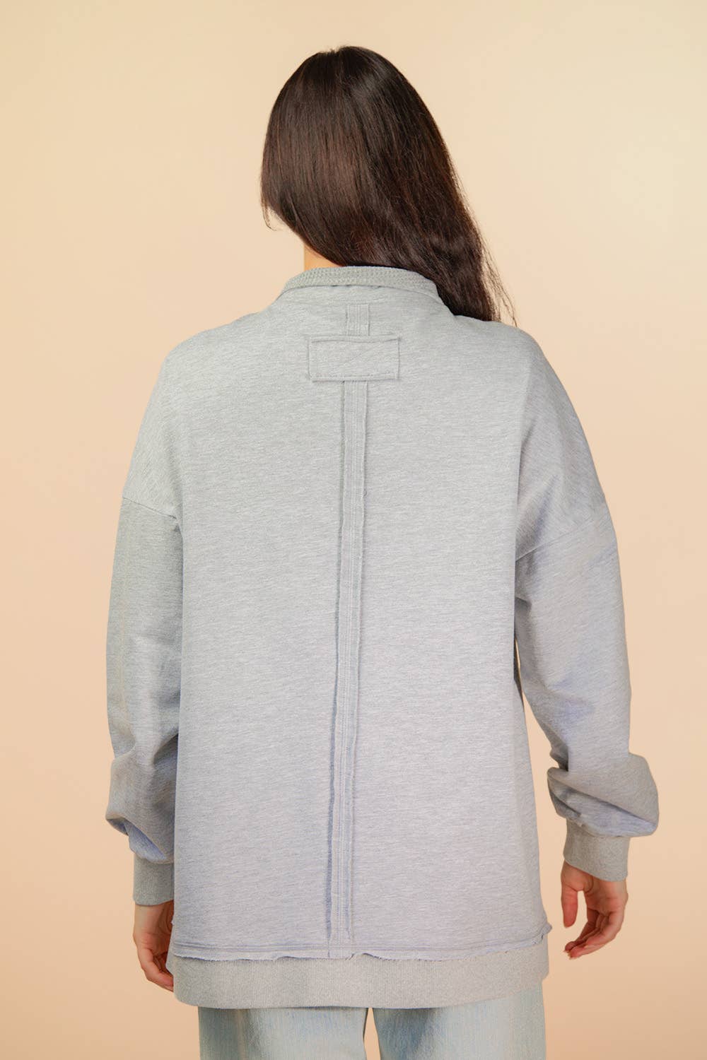 NT12225-Mock Neck Mineral Washed Knit Causal Top