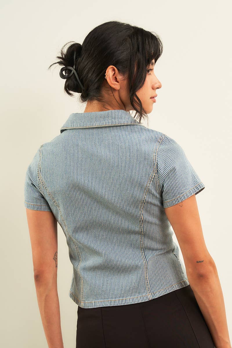 11314-PINSTRIPE DENIM SHIRTS