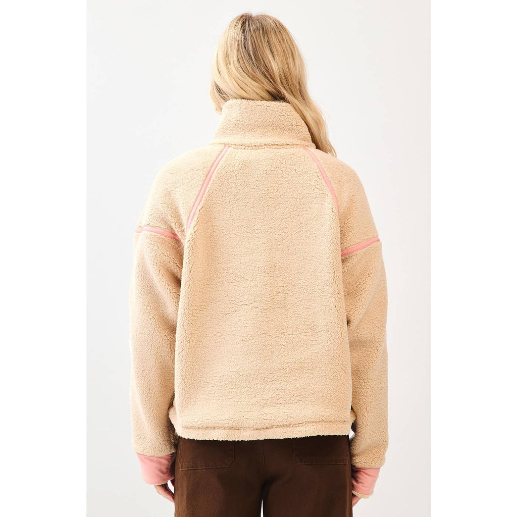 HALF ZIP CONTRAST DETAIL FLEECE SWEATSHIRT