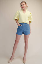 Stretch Shorts High Waist Front Pocket