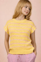 12W3319N-Striped Knit Sweater Vest Top