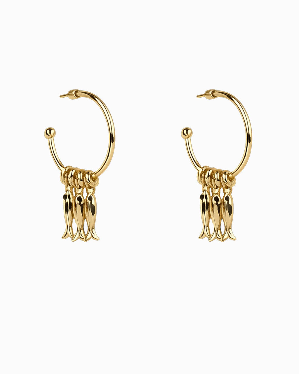 Fish Rondelle Beaded Hoop Earrings