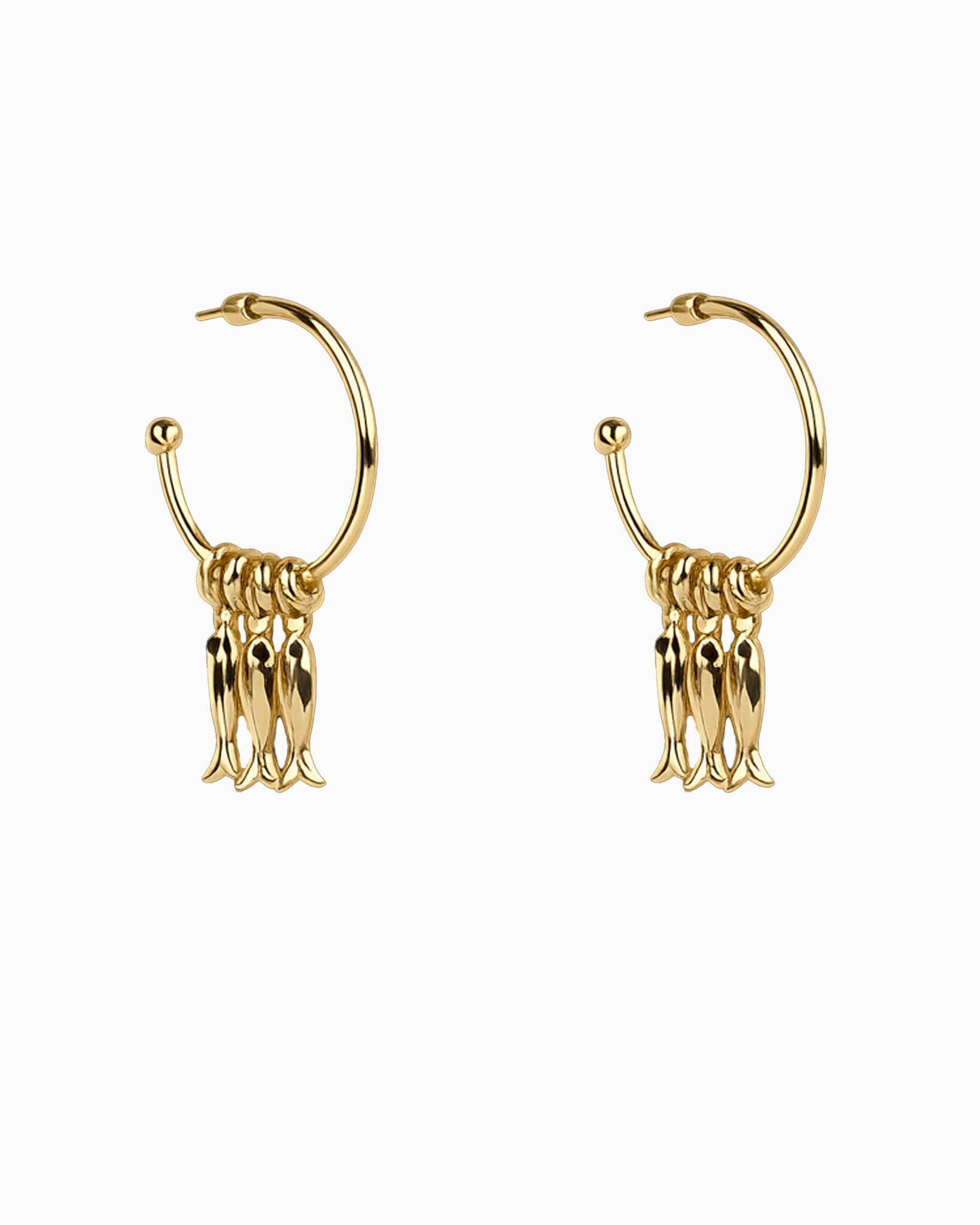 Fish Rondelle Beaded Hoop Earrings