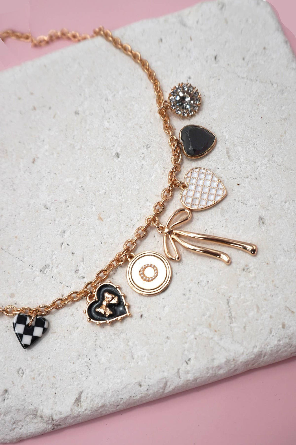 Bow Checker Necklace