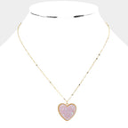 Druzy Heart Pendant Necklace