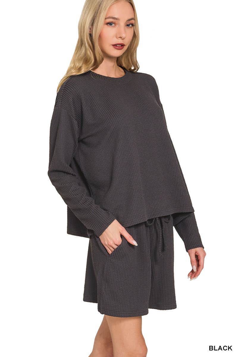 ..Ribbed Short Sleeve Tee & Pants 2PC Set