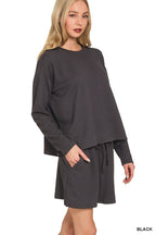 ..Ribbed Short Sleeve Tee & Pants 2PC Set
