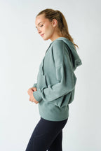 Fleece Hoodie Jacket with Tapered Sleeves