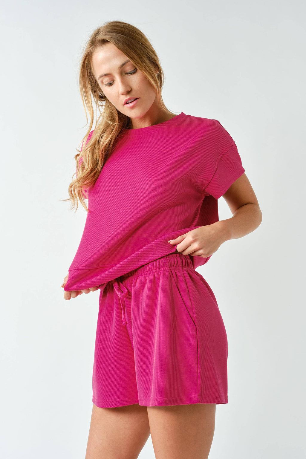 Luxe Sand Wash Rib Classic Tee Set