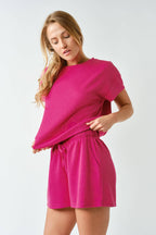 Luxe Sand Wash Rib Classic Tee Set