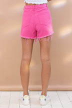 17519P - Sprinkle Gem Double Rhinestone Fringe Denim Shorts