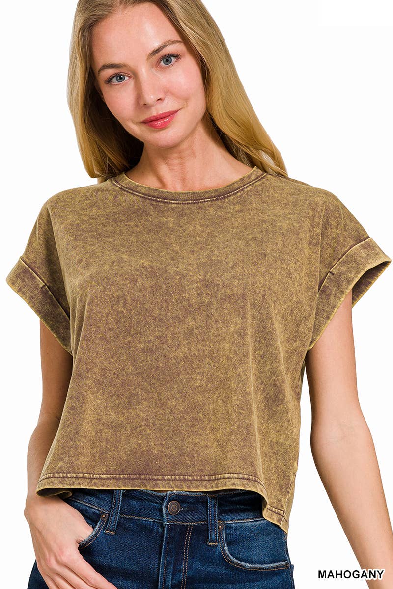Washed Cotton Short Sleeve Top - Zenana