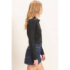 Ruffled Collar Knit Cardigan