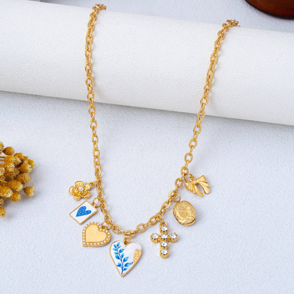 Vintage Coquette Multi-Charm Link Necklace | 80N93423