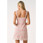 EMBROIDERED SCALLOP HEM SLEEVELESS MINI DRESS