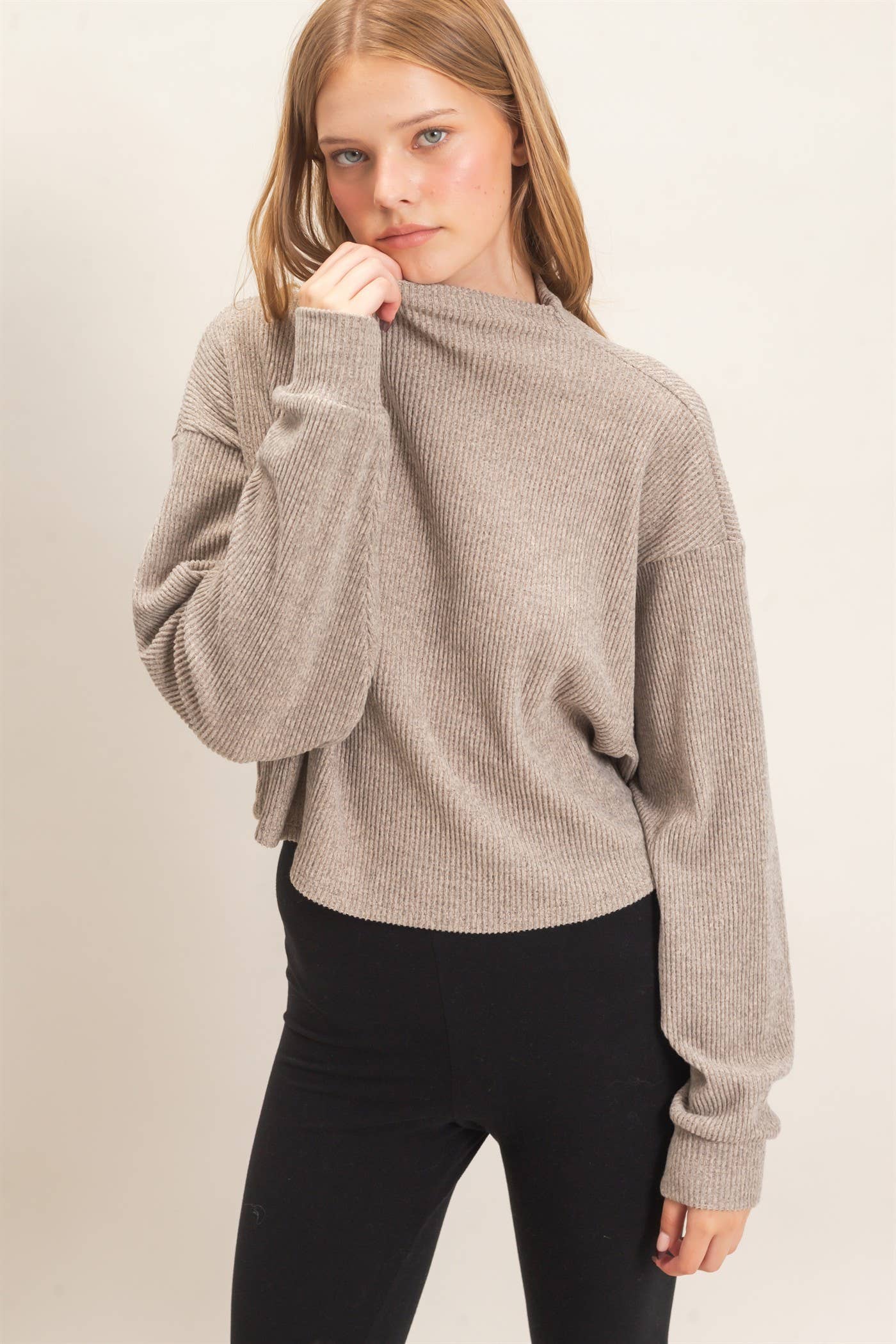 Ribbed Mock Neck Top