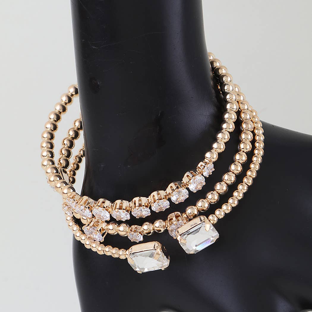 Multi Cubic Zirconia Beaded Bracelet